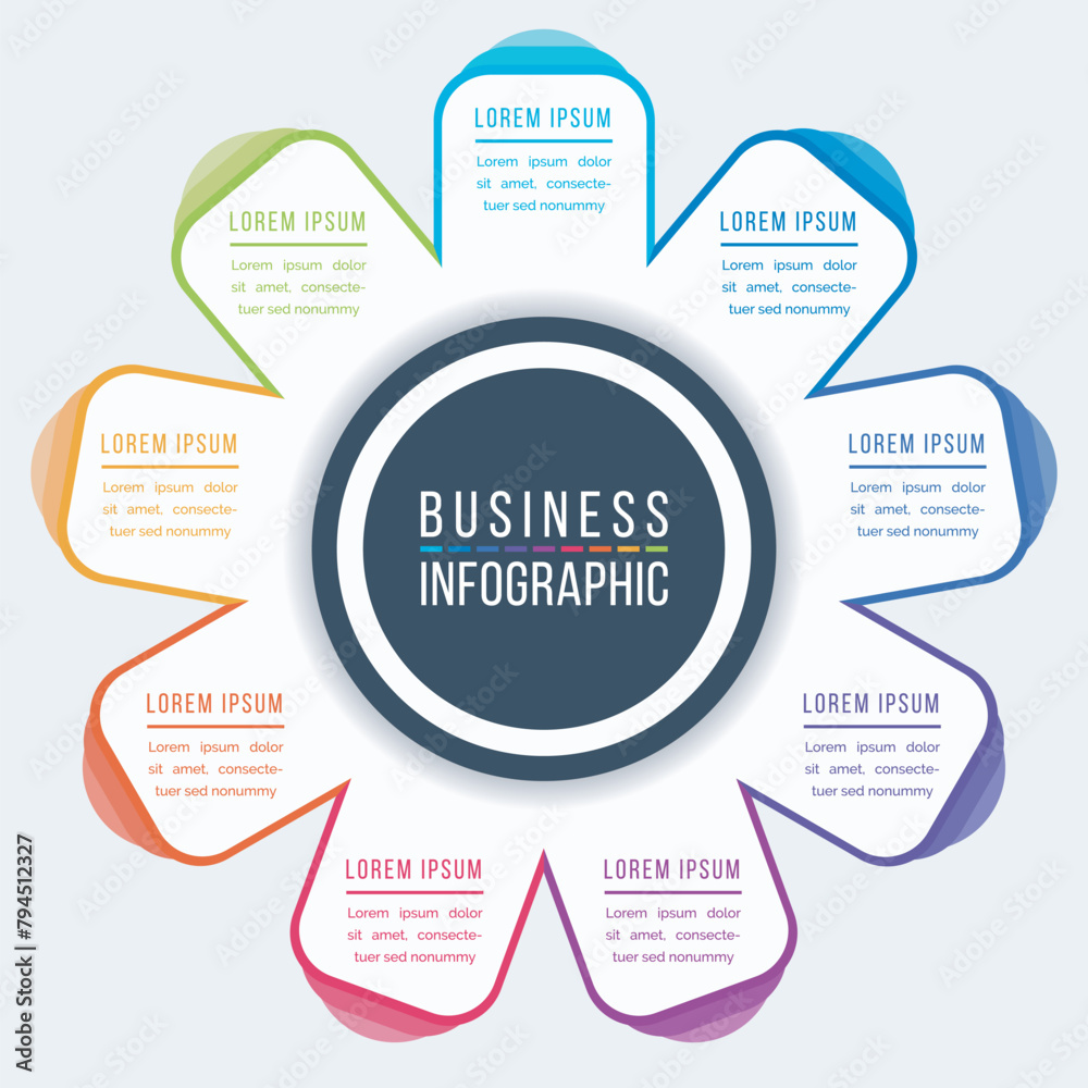Fototapeta premium Infographic business design 9 Steps, objects, elements or options circle infographic template for business information