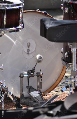 Bass drum from a drum with a pedal, rhythm musical instrument