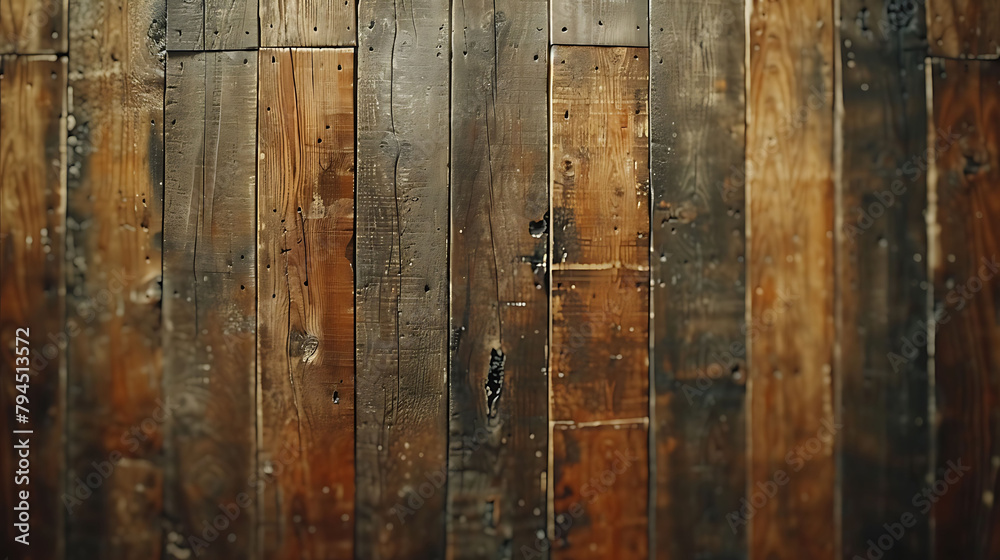 Wood background texture of smooth wooden boards scored and stained with age