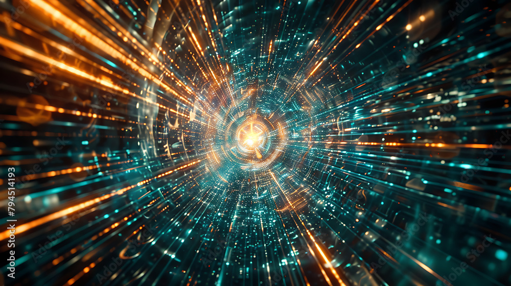 Naklejka premium a dynamic and abstract representation of data or information traversing through a digital space