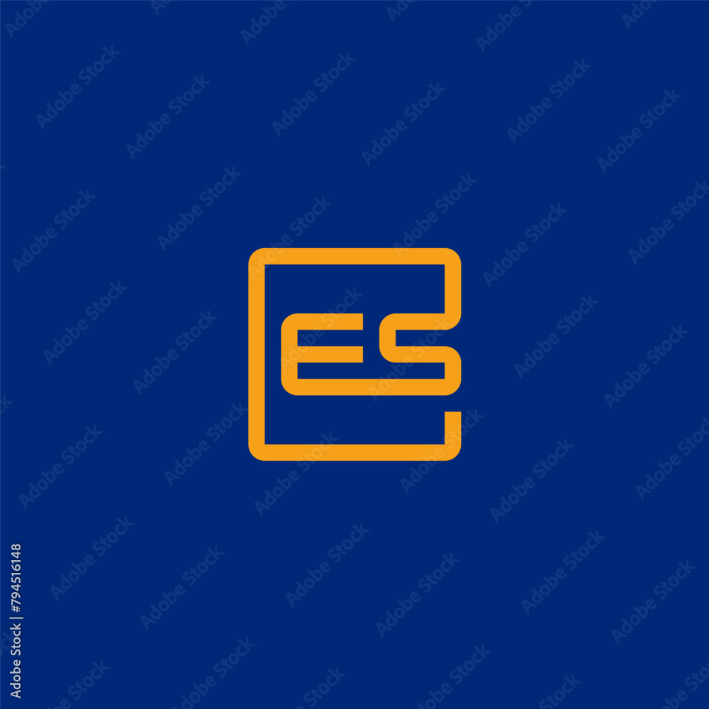 ES monogram linear logo inside square frame. ES monogram linear logo inside square frame.