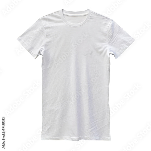 A white t shirt set against a brick wall background isolated on transparent background