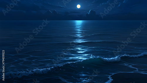 Calming sea at night time
