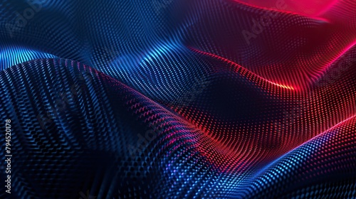 an abstract background to shape the creative for a poster  minimalistic  dark background  red and blue neons  carbon fibre material  minimalist 