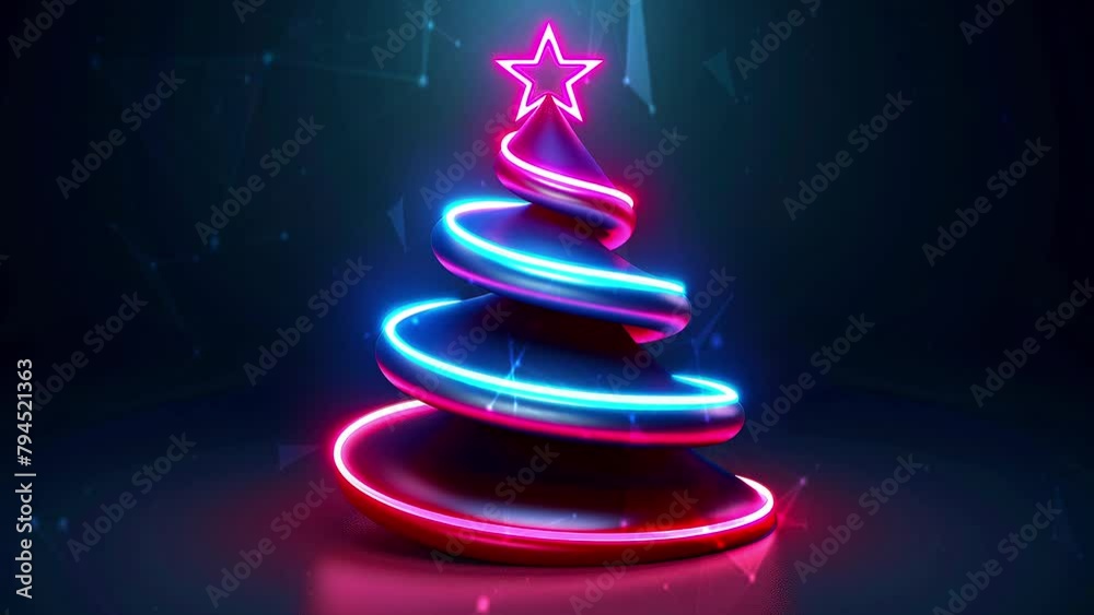 Christmas Tree. An open source Christmas project. Background with flying paternas. Midnight neon background. Neon. Generate AI. Christmas Tree. An open source Christmas project. Background with flying paternas. Midnight neon background. Neon. Generate AI.