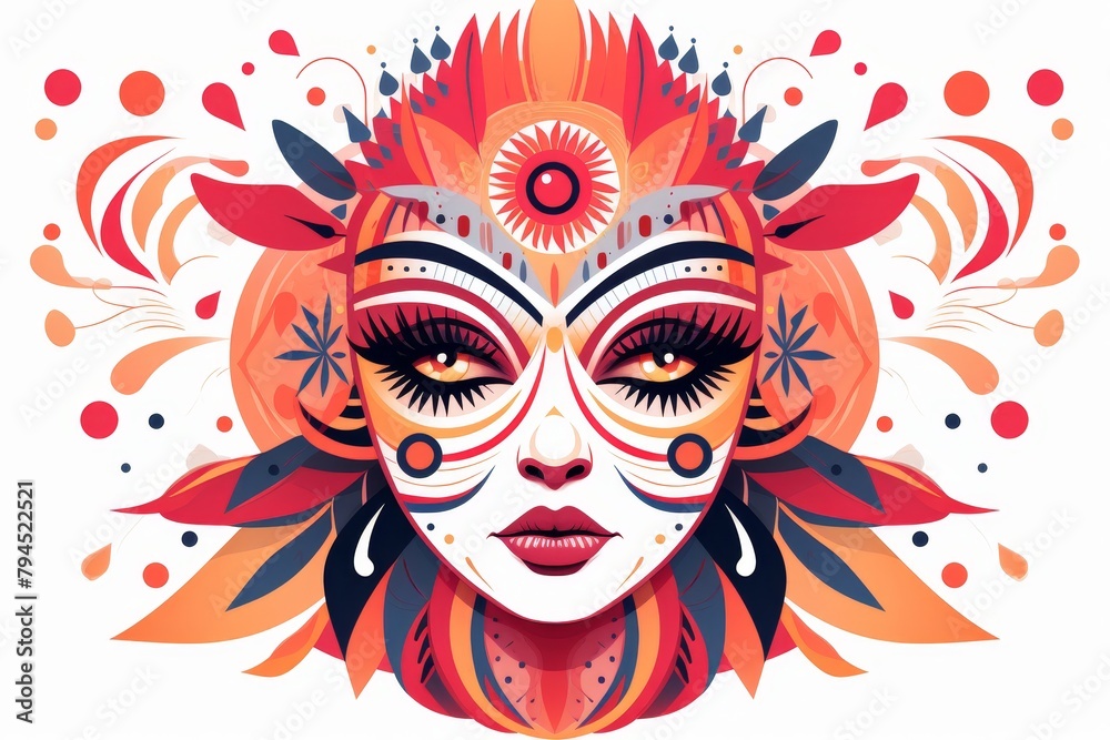 Vibrant Tribal Mask Illustration