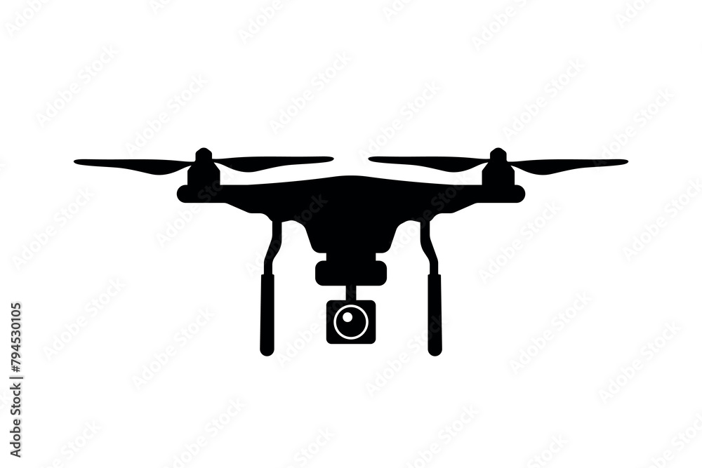 Unmanned Icon Drone aerial camera black icon, drones, unmanned aerial vehicles UAV ...