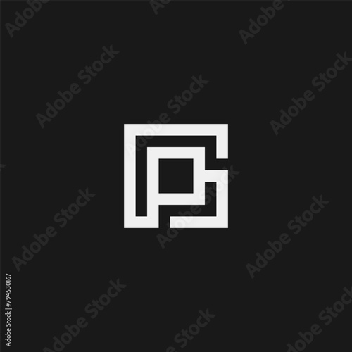 PG or GP monogram logo in square shape - black and white. P and G logo.