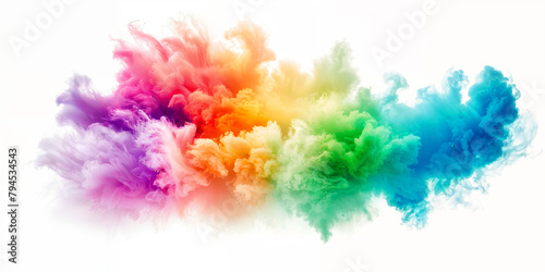A vibrant display of colorful smoke against a white background, creating a dynamic and eye-catching visual effect.