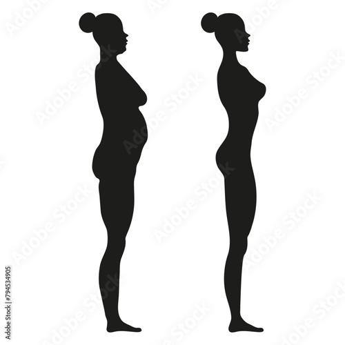 Overweight and fit woman's side