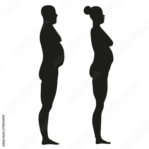 Overweight woman and man side