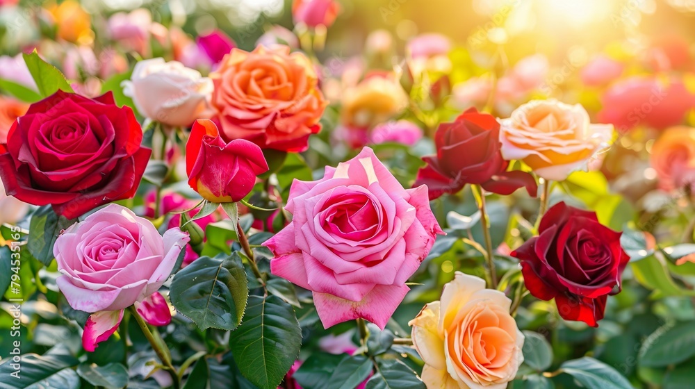 Beautiful Roses Roses in Full Bloom at Golden Hour