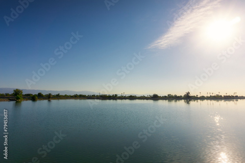A beautiful lake shore view at lake Cahuilla, California.