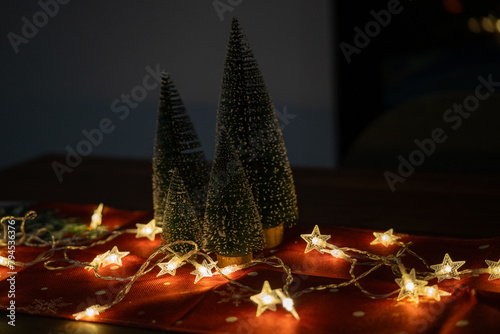 Christmas tree at night with lights