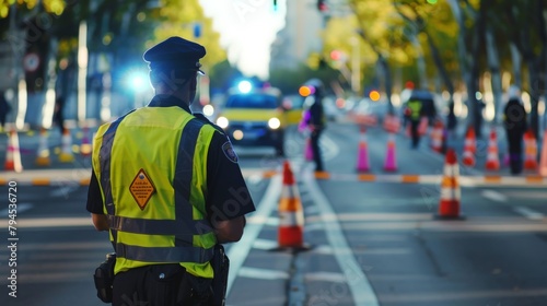 Wallpaper Mural A security personnel directing traffic flow during an event, ensuring orderly movement and crowd control. Torontodigital.ca