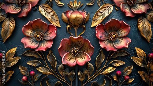 pattern flower design decorative background texture vintage ornate art floral retro asian old traditional style
