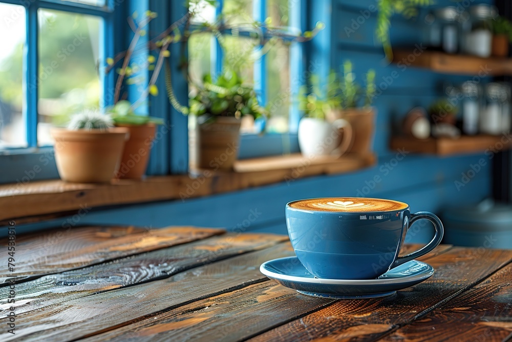 Blue modern house large coffee