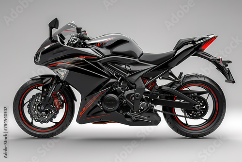 black motorcycle with a red frame isolated copy space for text