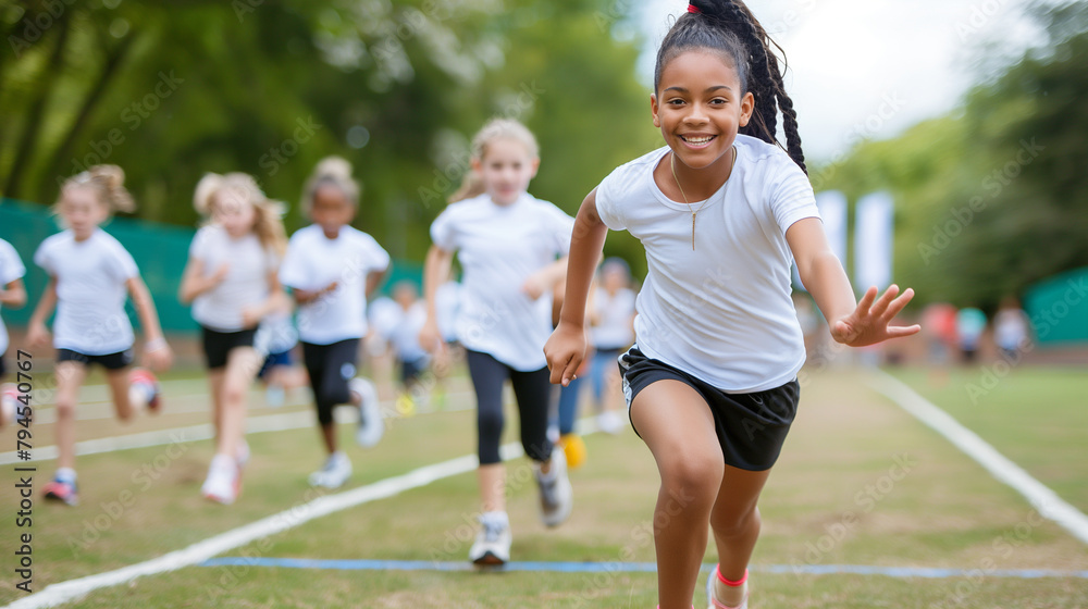 Teachers and students participating in a sports day event. Knowledge, friendship, respect for each other, education Teachers and students participating in a sports day event. Knowledge, friendship, respect for each other, education
