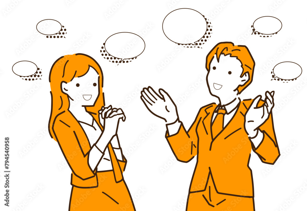 会話をする男女のイラスト