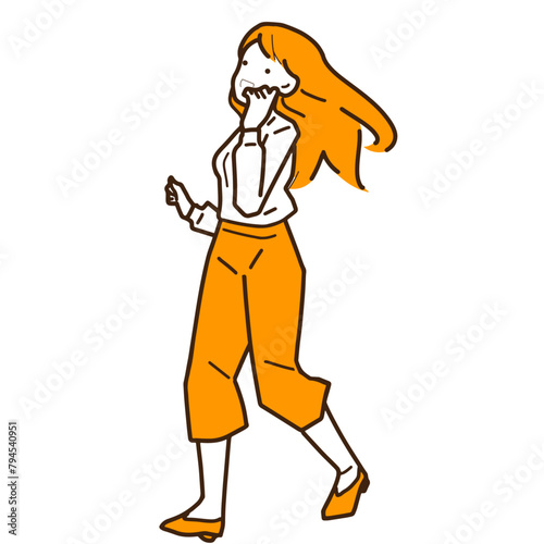 走る女性のイラスト