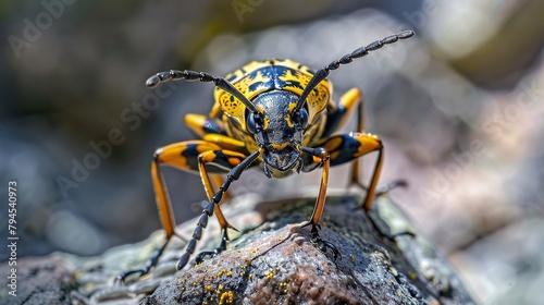 Sawtooth beetle on rocks with kav background photo