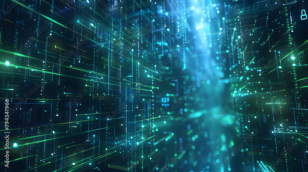 a digital rain of green binary code cascading down a dark black background, with a sense of movement and flow of information, symbolic of the digital age. image for big data concept background a digital rain of green binary code cascading down a dark black background, with a sense of movement and flow of information, symbolic of the digital age. image for big data concept background