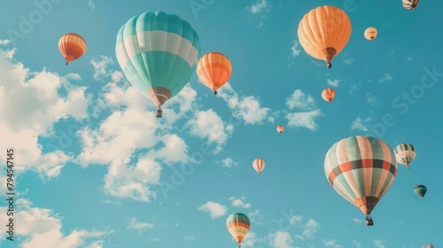 Low angle view of balloons flying against sky