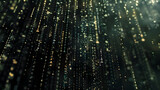 a digital rain of yellow binary code cascading down a dark black background, with a sense of movement and flow of information, symbolic of the digital age. image for big data concept background