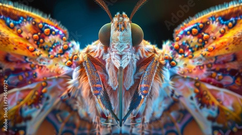 A digitally enhanced image of a moths antenna with a surreal and otherworldly appeal showcasing the beauty and complexity of its natural photo