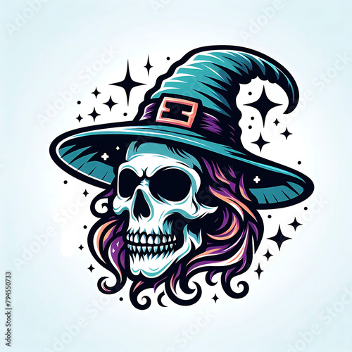 illustration logo design a skull magic photo