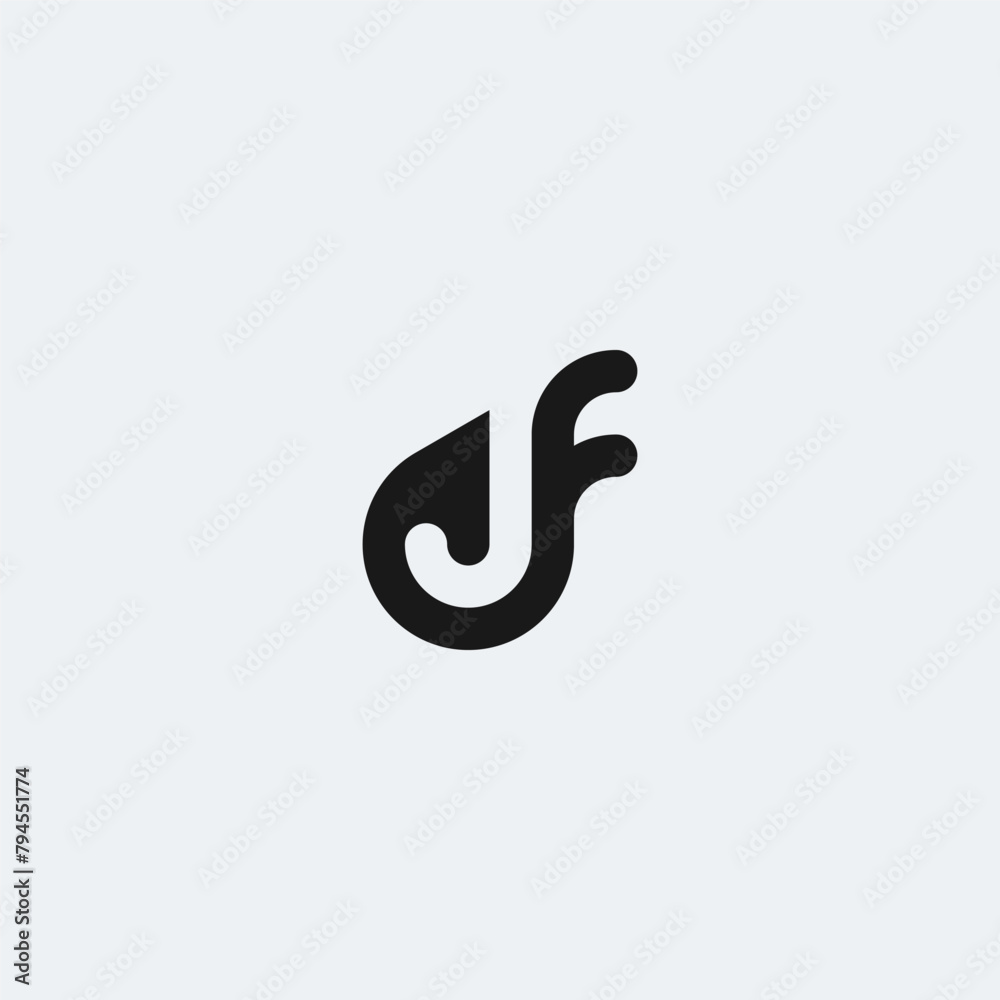 JF monogram logo black color. JF monogram logo black color.