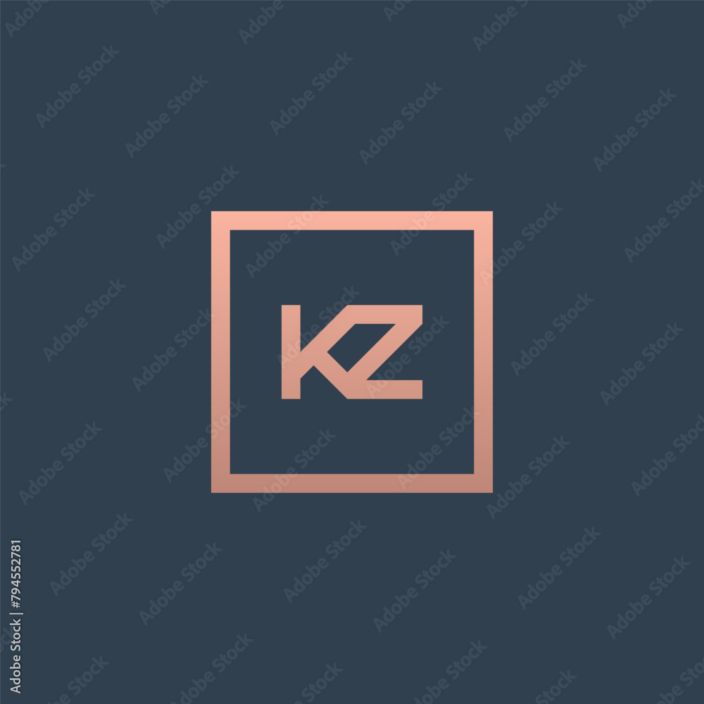 KZ logo inside square frame. K and Z logo. KZ logo inside square frame. K and Z logo.