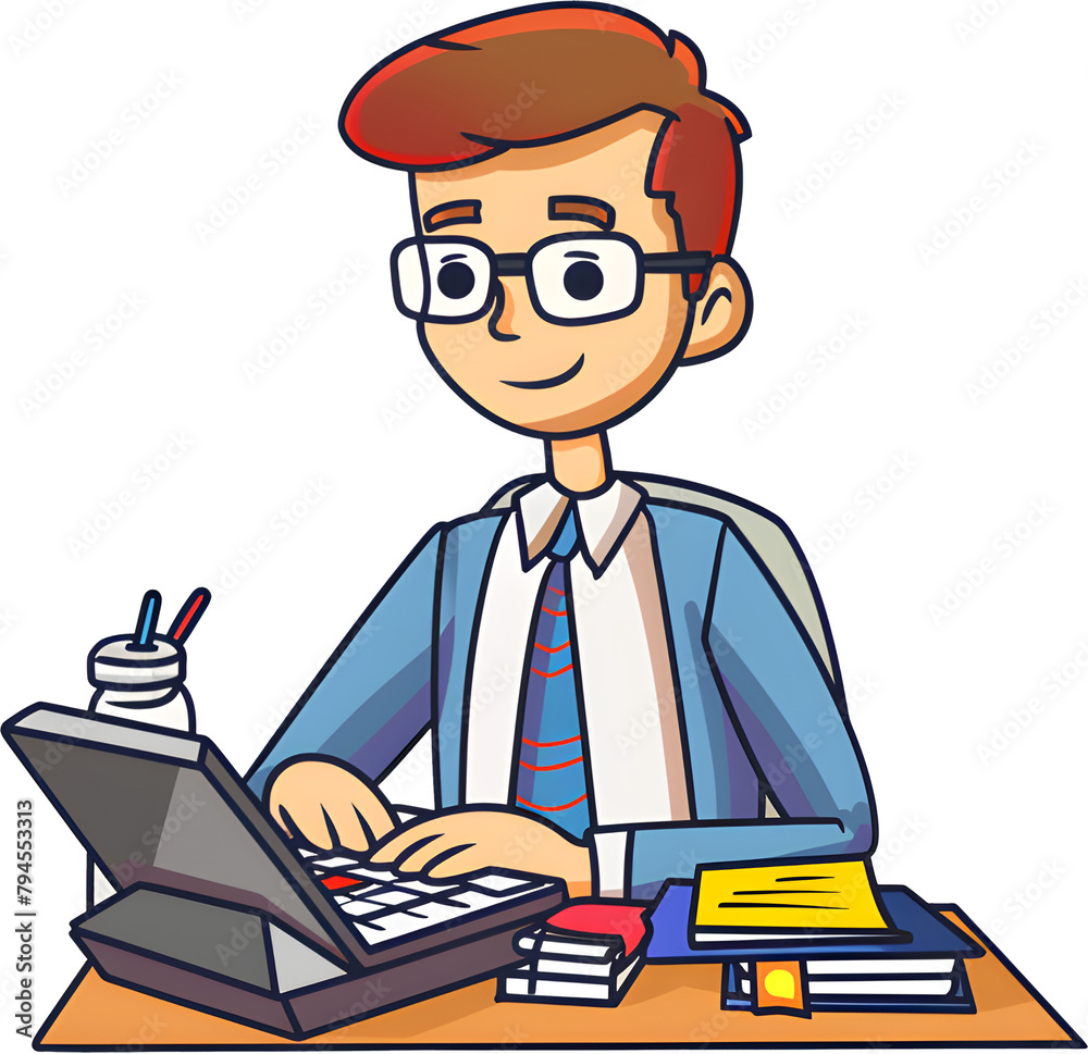 Working office worker, office worker, paperwork