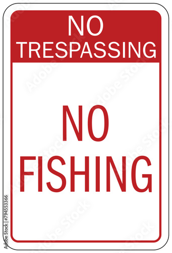 No fishing warning sign no trespassing