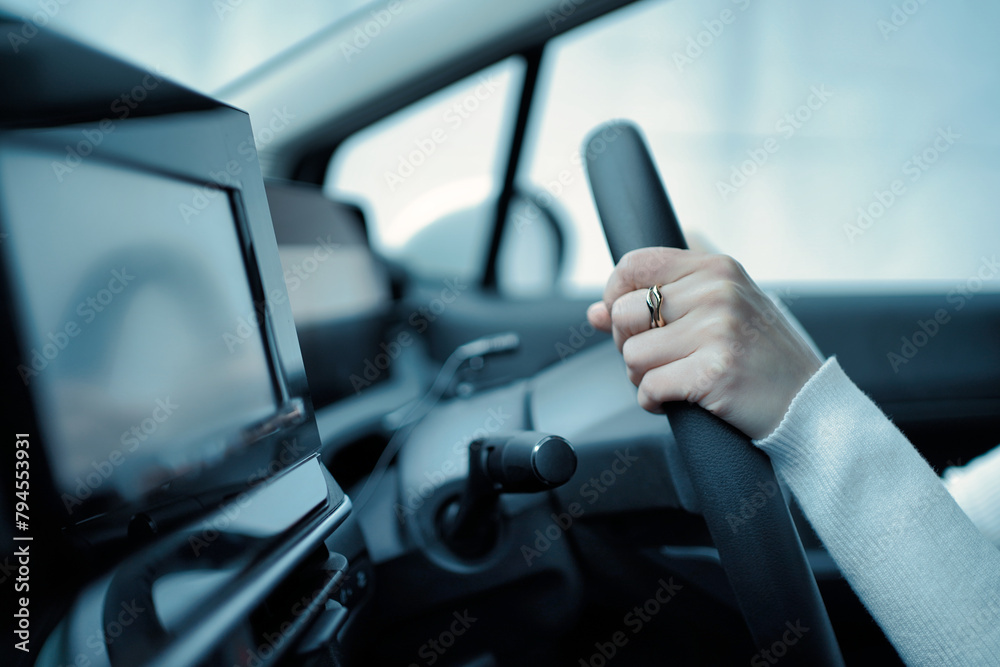 Naklejka premium 運転する女性の手