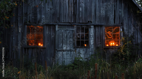 A weathered barn in the middle of nowhere bears a faded sign proclaiming it as the home of the Witchy Wrangler its windows lit with flickering candles and a hint of .