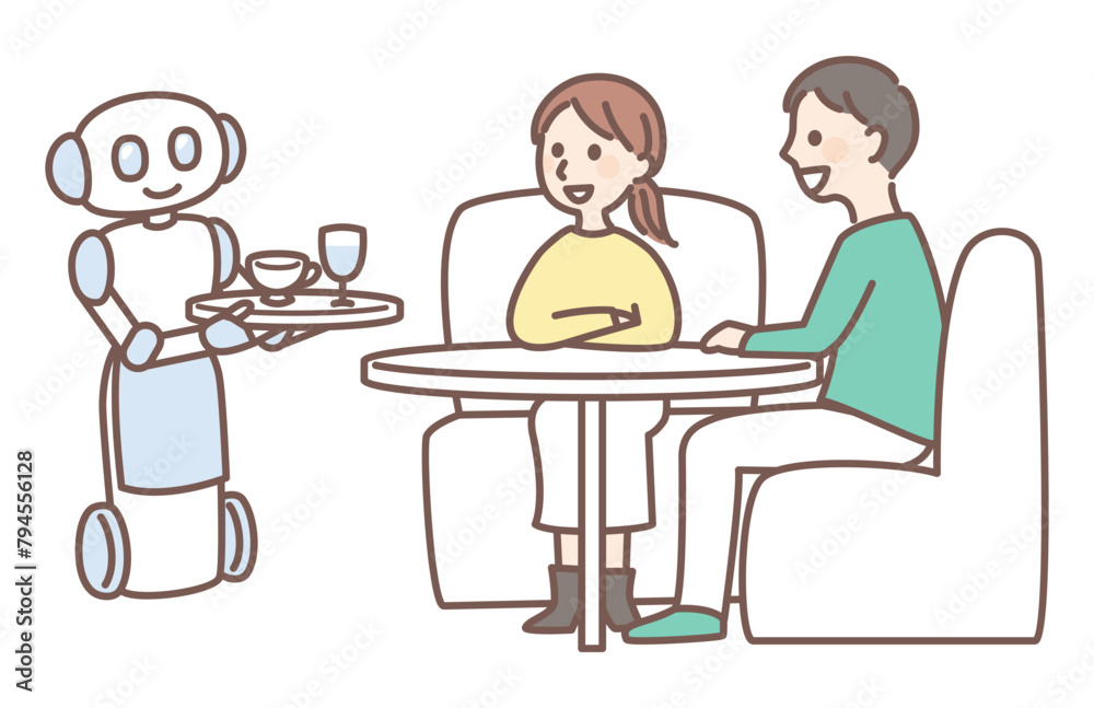 simple illustration of robot working like human simple illustration of robot working like human