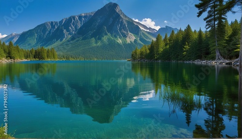 lago no meio das montanhas