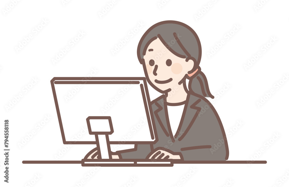 illustration of woman working with laptop
