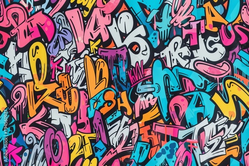 Vibrant graffiti wall with organisminspired font in magenta paint
