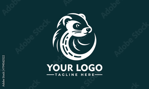 simple Ferret Logo Full Color Change in Vector ferret polecat pet friend fluffy animal cute vertebrate mustela photo