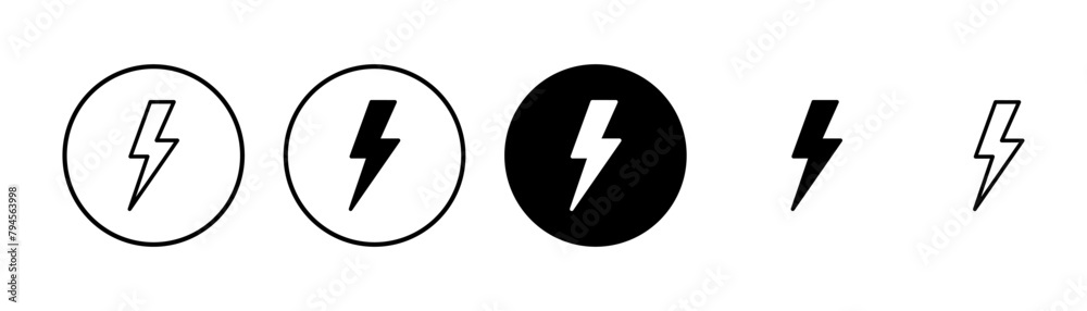 Lightning icon vector isolated on white background. Bolt icon vector. Energy and thunder electric icon Lightning icon vector isolated on white background. Bolt icon vector. Energy and thunder electric icon