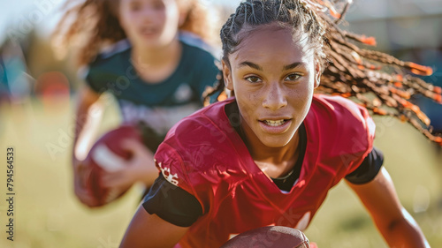 Portrait of a female high school flag football player