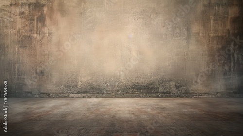 an empty  vintage beige and brown studio background with a floor  dark brown and beige  atmospheric effects