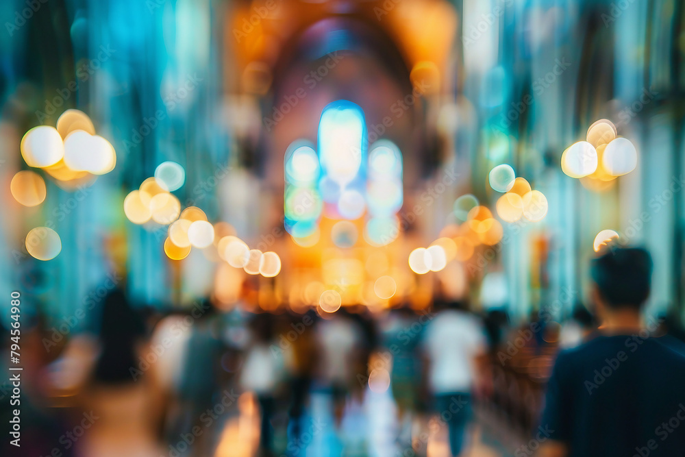 blurred photograph of crowded Church