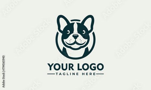 Black French Bulldog Logo Vector Frenchie Series in Black & White style french bulldog logo icon design vector illustration photo