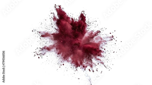 Maroon Powder Dust Explosion Splash Isolated on White Background - Holi Paint 