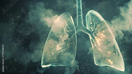 Human lungs with smoke, lung cancer, no tobacco day concept photo