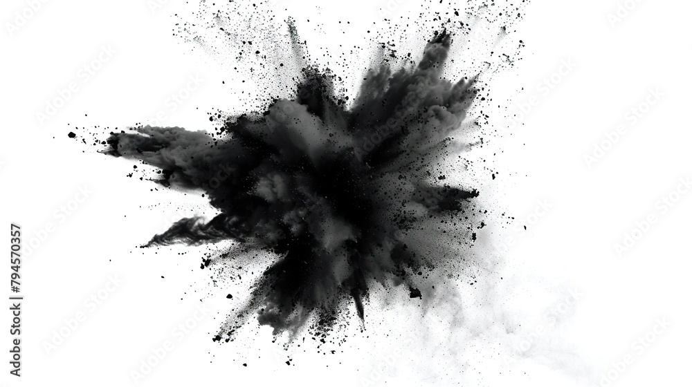 Black Powder Dust Explosion Splash Isolated on White Background - Holi Paint
Black Powder Dust Explosion Splash Isolated on White Background - Holi Paint